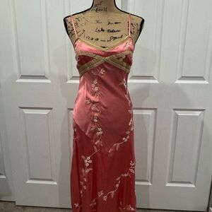 Vintage y2k Betsey Johnson silk slip Pink Floral Dress
